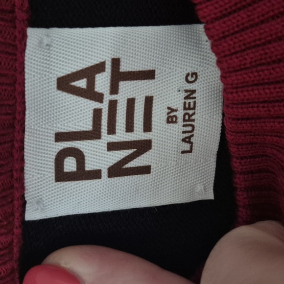 Planet By Lauren G Cotton Modal Knit Sweater Abstract Mock Neck One Size - Picture 3 of 4